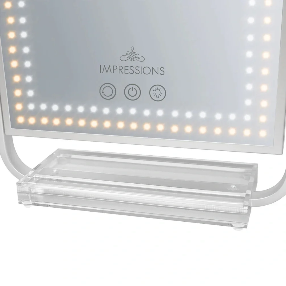 Impressions Glimmer arch tri-tone led touch vanity tray adjustable Makeup Mirror